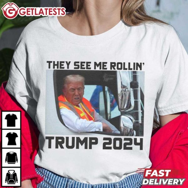 Trump 2024 They See Me Rollin Garbage Truck T Shirt (4)