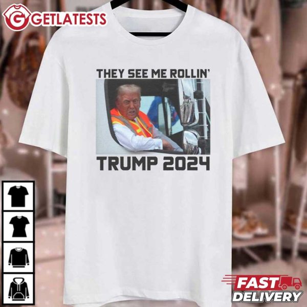 Trump 2024 They See Me Rollin Garbage Truck T Shirt (2)