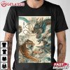 Japanese Tiger Fighting Dragon Vintage Art T Shirt (2)