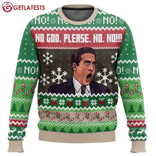 No God Please No Michael Scott The Office Christmas Ugly Sweater (3)