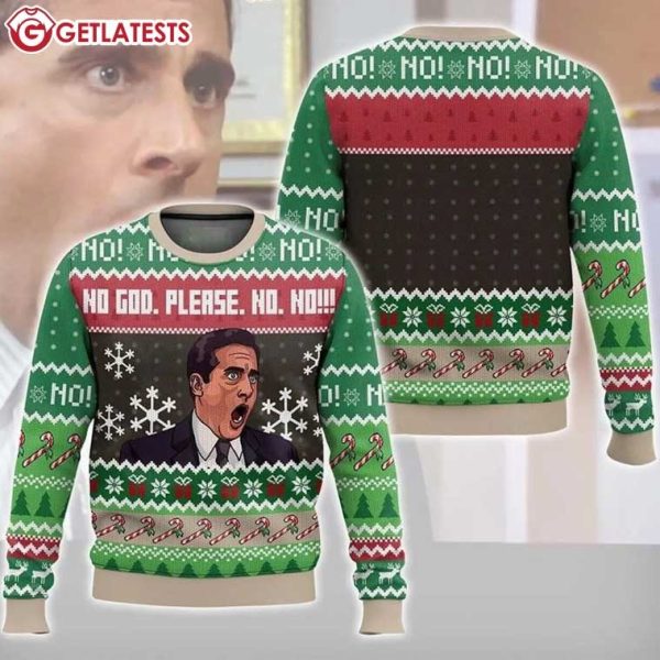 No God Please No Michael Scott The Office Christmas Ugly Sweater (1)