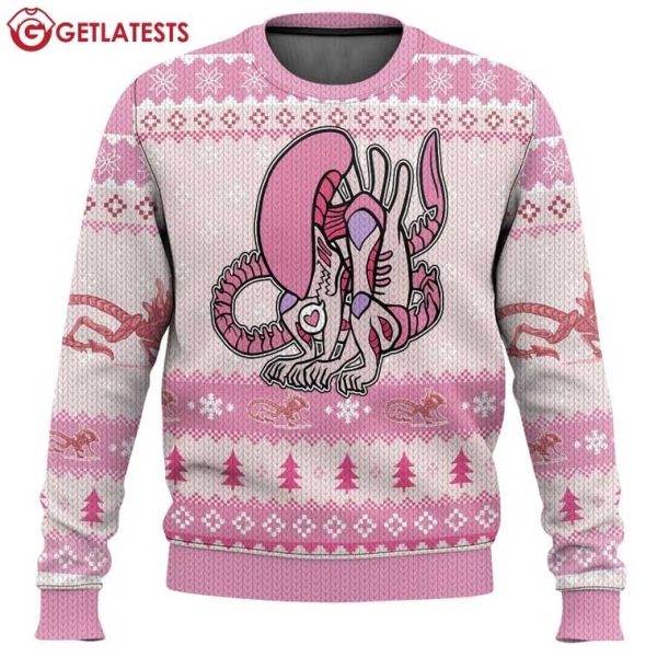 Pink Alien Xenomorph Christmas Ugly Sweater (4)