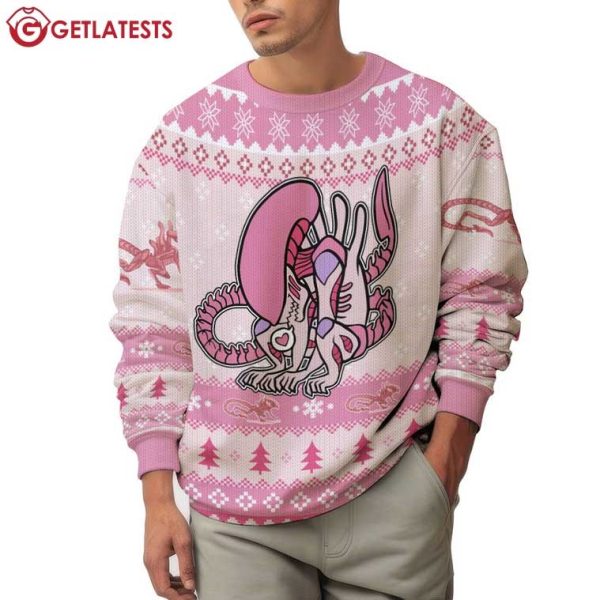 Pink Alien Xenomorph Christmas Ugly Sweater (3)