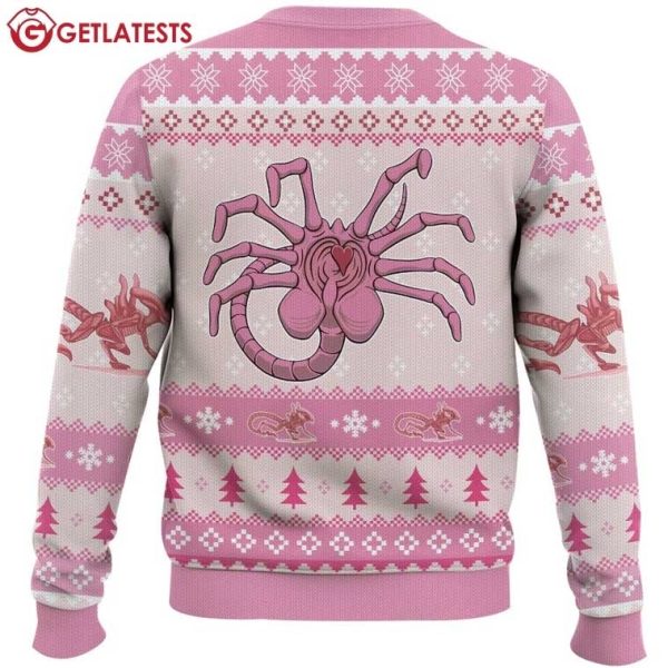 Pink Alien Xenomorph Christmas Ugly Sweater (1)