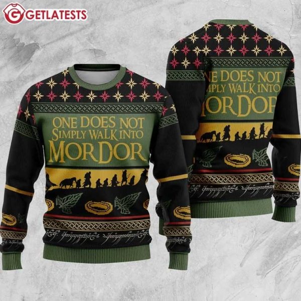 Lord of the Rings One Does Not Simply Walk Into Mordor Christmas Ugly Sweater (1)