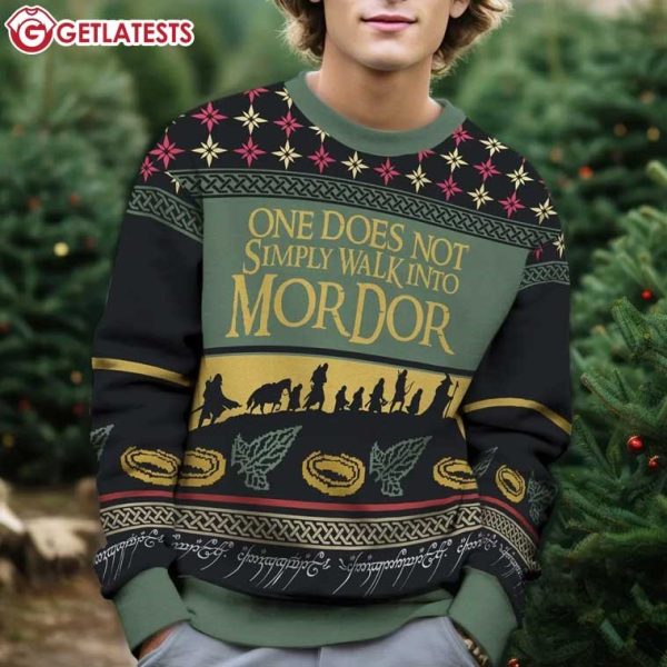 Lord of the Rings One Does Not Simply Walk Into Mordor Christmas Ugly Sweater (