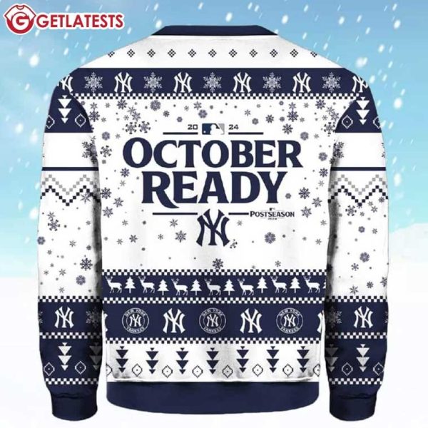 Yankees October Ready Postseason 2024 Ugly Christmas Sweater (3)