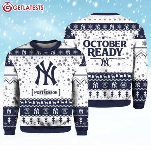 Yankees October Ready Postseason 2024 Ugly Christmas Sweater (1)