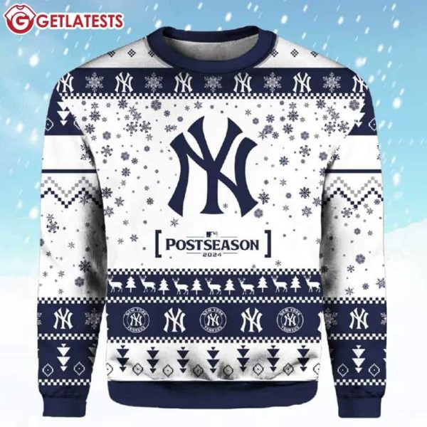 Yankees October Ready Postseason 2024 Ugly Christmas Sweater (2)