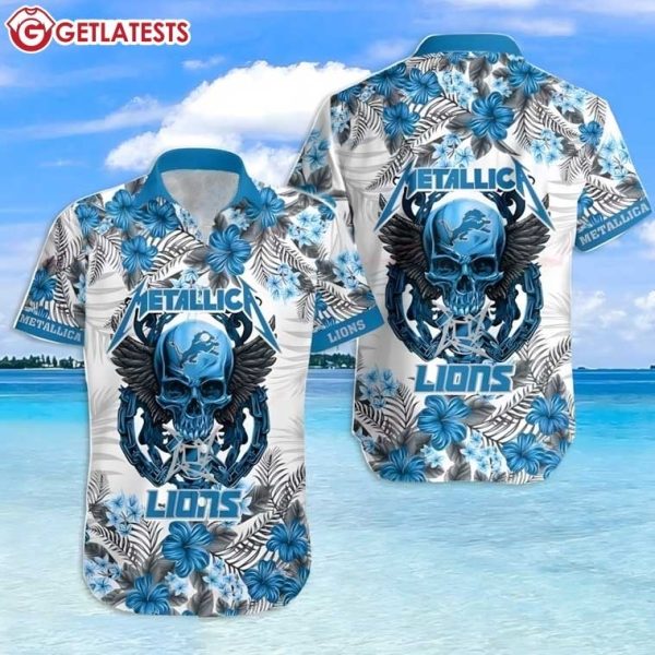 Detroit Lions Metallica NFL Summer Flower Hawaiian Shirt