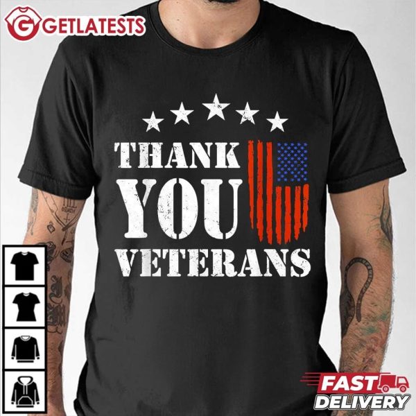 Thank you Veterans American Flag Proud Veterans T Shirt (3)