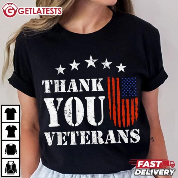 Thank you Veterans American Flag Proud Veterans T Shirt (1)