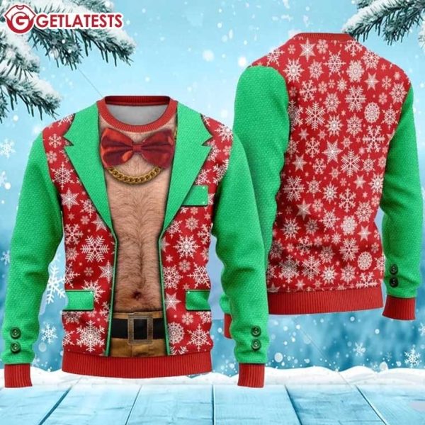 Faux Real Bad Santa Ugly Christmas Sweater