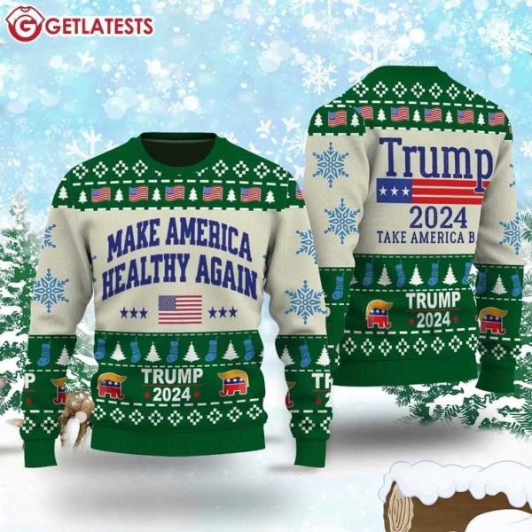 Make America Healthy Again Trump 2024 Ugly Christmas Sweater