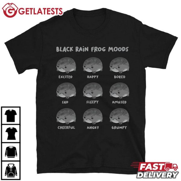 Black Rain Frog Moods Cute Frog T Shirt (2)