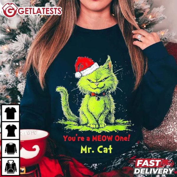 The Grinch You're a Meow One Mr Cat Christmas T Shirt (3)