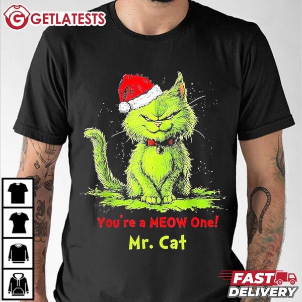 The Grinch You're a Meow One Mr Cat Christmas T Shirt (2)