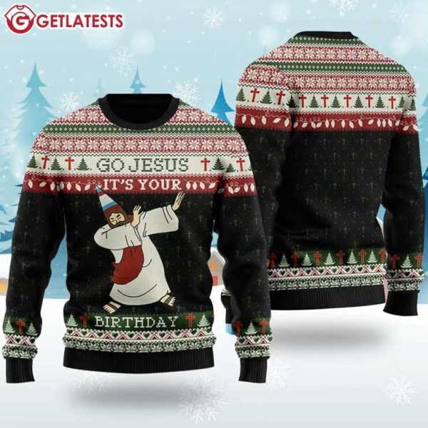 Go Jesus It's Your Birthday Dabbing Ugly Christmas Sweater