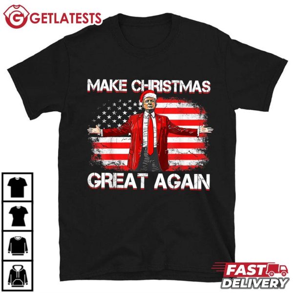 Make Christmas Great Again US Flag Trump Xmas T Shirt (2)