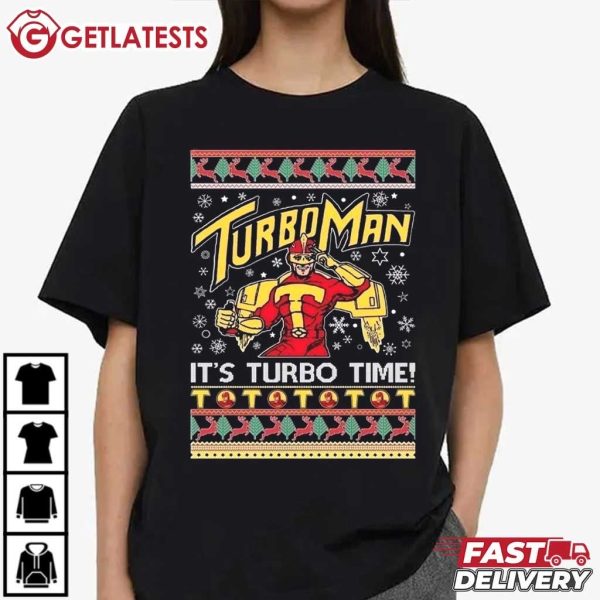 Turbo Man It's Turbo Time Ugly Christmas T Shirt (4)