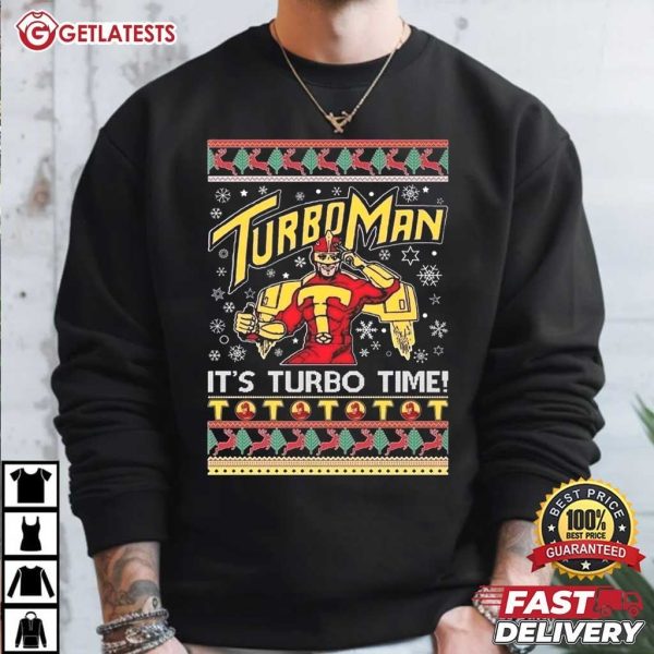 Turbo Man It's Turbo Time Ugly Christmas T Shirt (1)