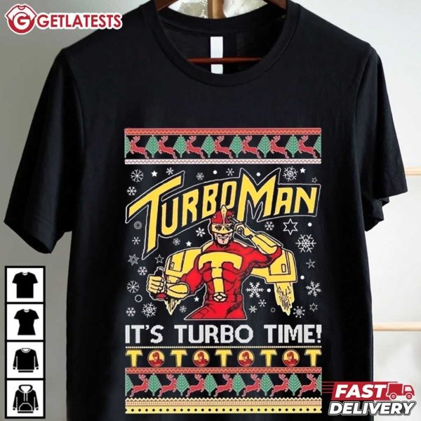 Turbo Man It's Turbo Time Ugly Christmas T Shirt (2)