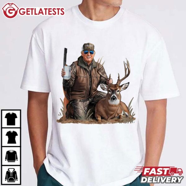 Trump Reindeer Hunting Old School Camouflage T Shirt (1)