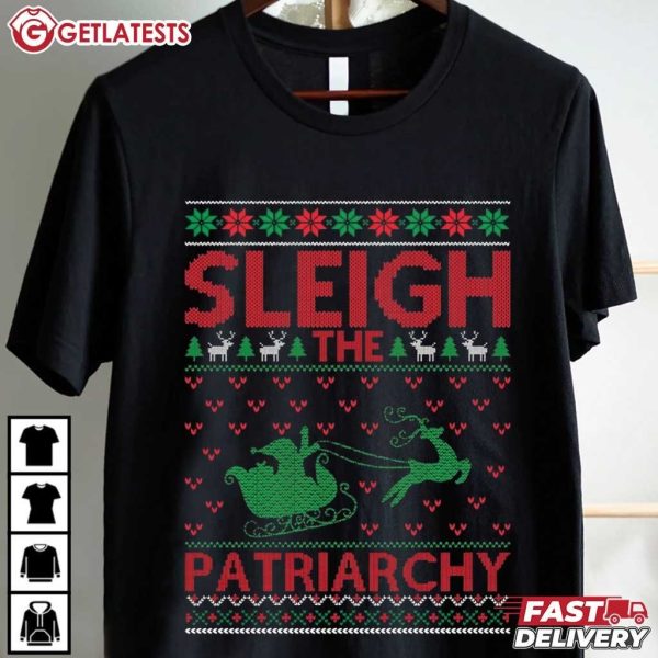 Sleigh The Patriarchy Feminism Ugly Christmas T Shirt (2)