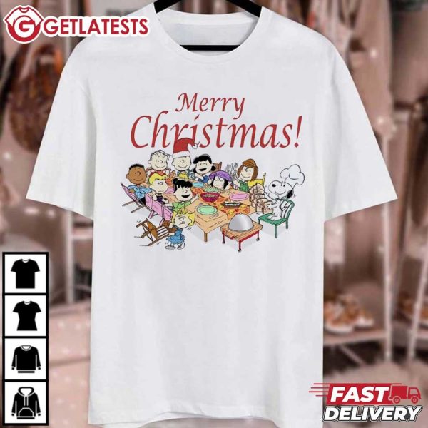 Peanuts Gang Snoopy Dinner Merry Christmas T Shirt (2)