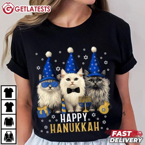 Happy Hanukcat Jewish Hanukkah Cat Lover T Shirt (1)