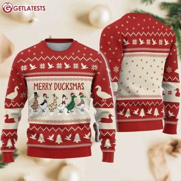 Merry Duckmas Abbey Road Christmas Ugly Sweater (1)