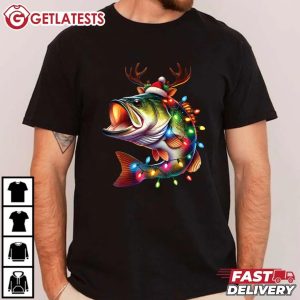 Merry Fishmas Santa Fishing Lovers Funny Fisherman Christmas T Shirt (1)