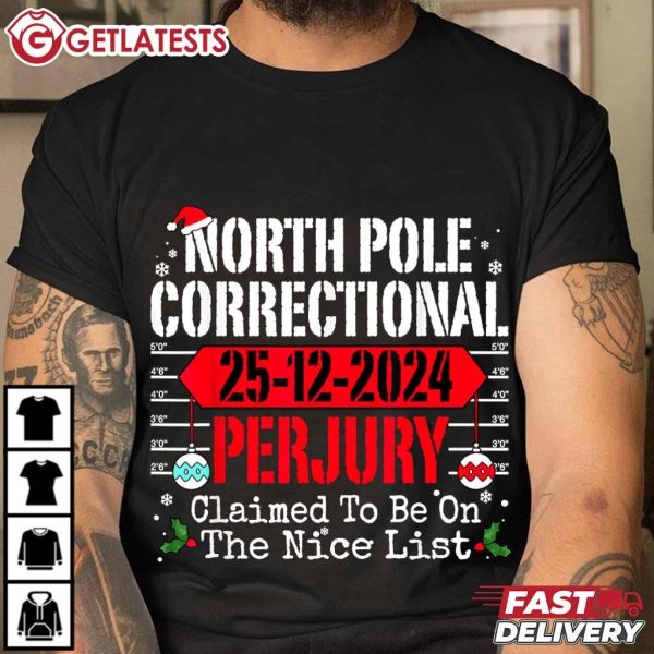 North Pole Correctional Perjury 2024 Christmas T Shirt (3)