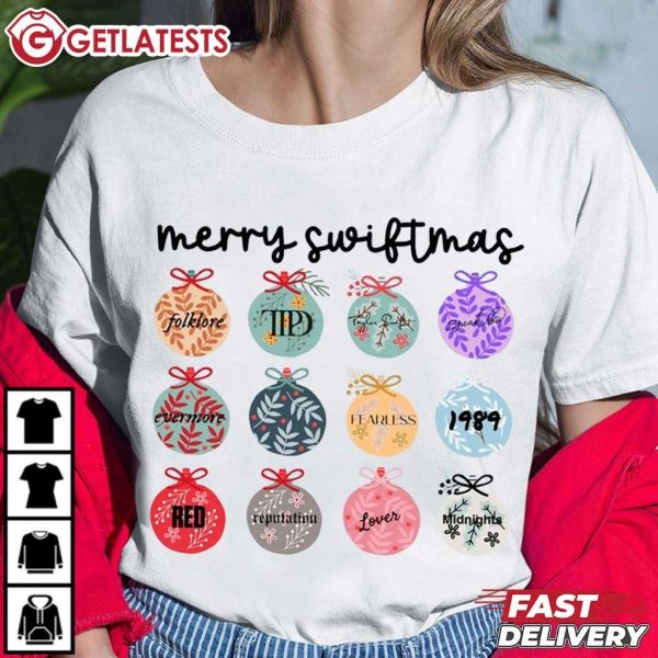 Merry Swiftmas Eras Album Ornament Christmas Music T Shirt (3)