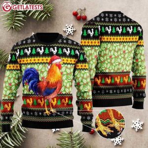 Chicken Santa Hat Ugly Christmas Sweater (2)