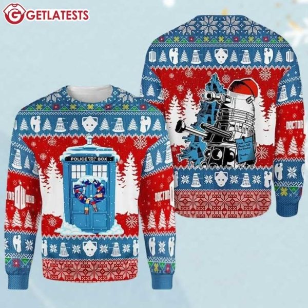 Doctor Who Police Box Dalek Robot Christmas Ugly Sweater (2)