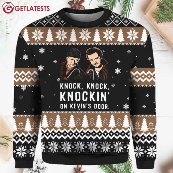 Harry and Marv Knockin On Kevin's Door Home Alone Ugly Sweater (1)