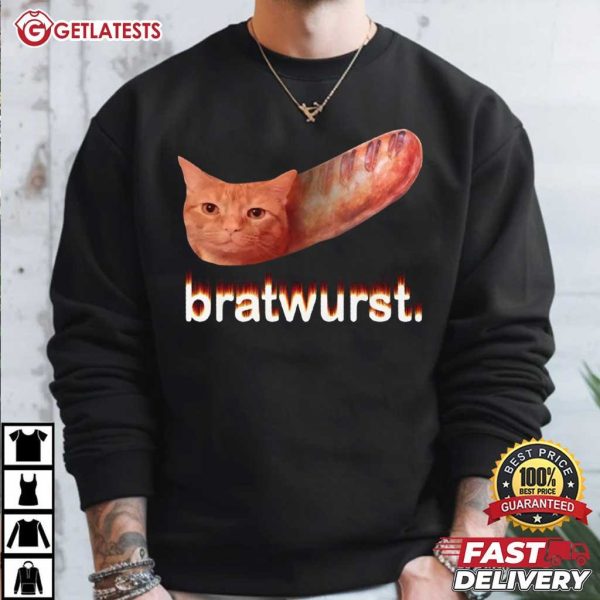 Bratwurst Funny Cat Hot Dog Meme T Shirt (1)