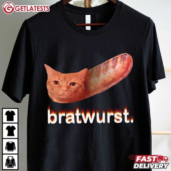 Bratwurst Funny Cat Hot Dog Meme T Shirt (2)