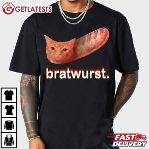 Bratwurst Funny Cat Hot Dog Meme T Shirt (3)