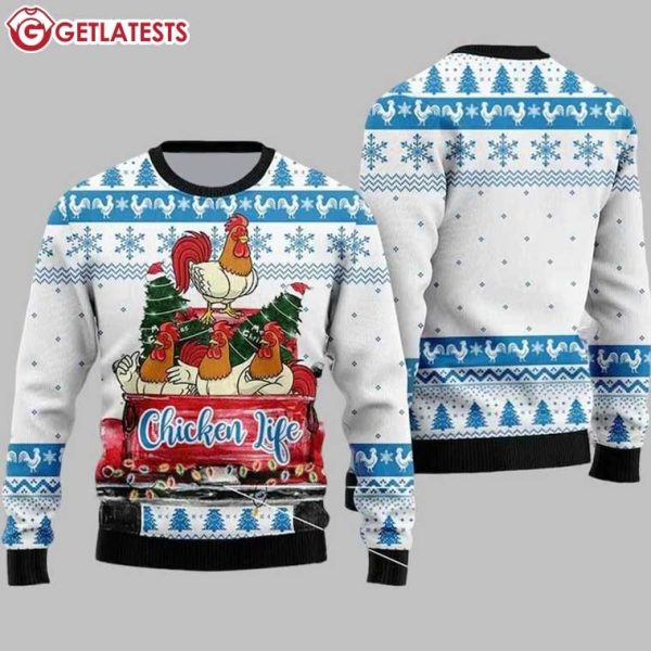 Chicken Life Christmas Tree Ugly Sweater (3)