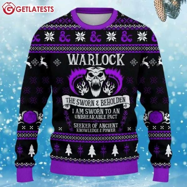 DnD Classes Warlock The Sworn and Beholden Christmas Ugly Sweater (3)