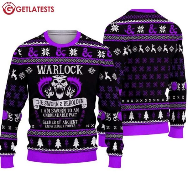 DnD Classes Warlock The Sworn and Beholden Christmas Ugly Sweater (1)