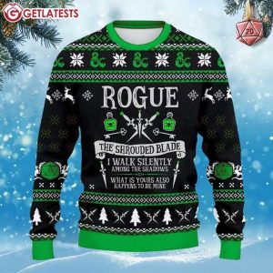 Rogue The Shrouded Blade DnD Classes Green Christmas Ugly Sweater (1)