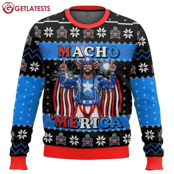 Macho Merica Macho Man Randy Savage Ugly Sweater (3)