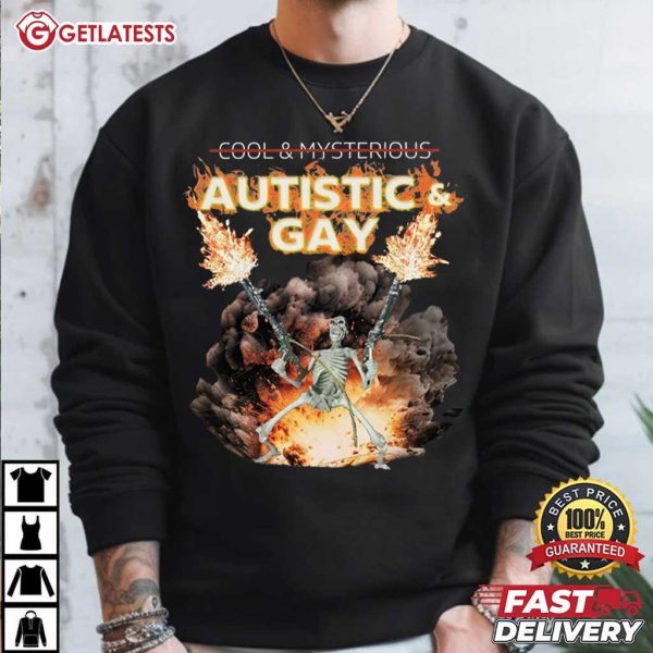 Autistic and Gay Skeleton Explosion Autism Meme T Shirt (1)