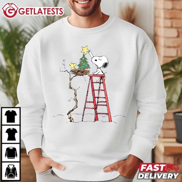 Snoopy And Woodstock Christmas Tree Peanuts T Shirt (1)