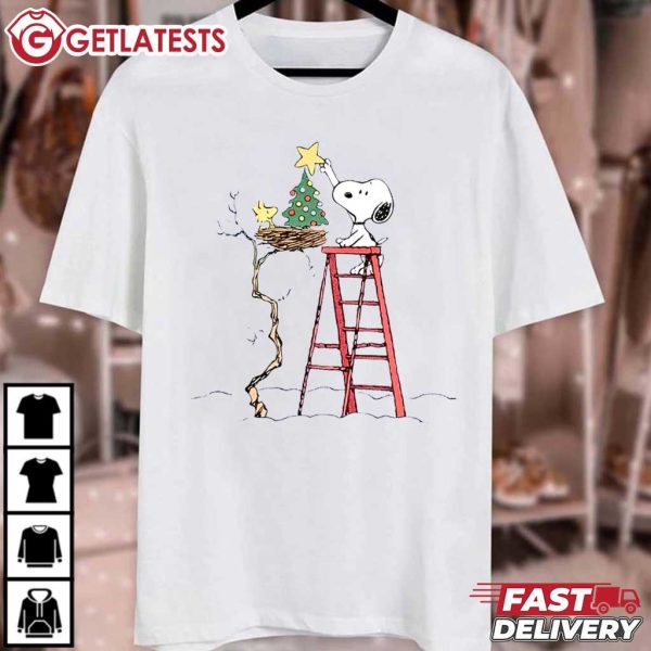 Snoopy And Woodstock Christmas Tree Peanuts T Shirt (2)