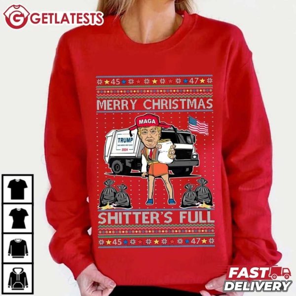 Trump Merry Christmas Shitter's Full Funny Christmas T Shirt (1)