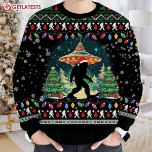 Bigfoot UFO Believe Christmas Tree Ugly Sweater (4)